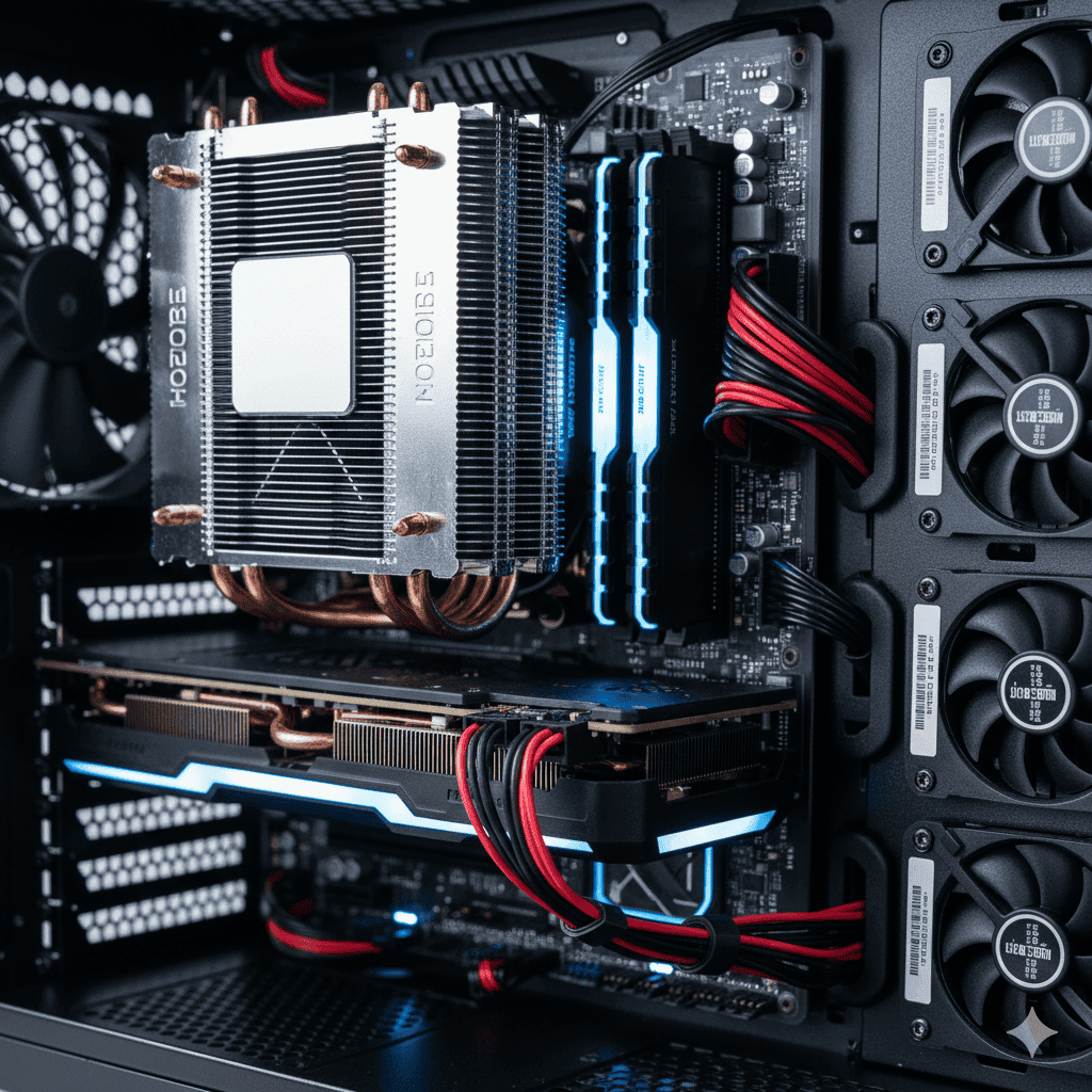 Close-up detail of a clean PC interior.